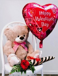 Plush Bear with Rose & Balloon from Martha Mae's Floral & Gifts in McDonough, GA
