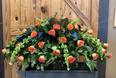 Orange Roses Casket Blanket from Martha Mae's Floral & Gifts in McDonough, GA