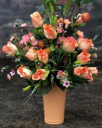 Peach Roses Silk Bouquet from Martha Mae's Floral & Gifts in McDonough, GA